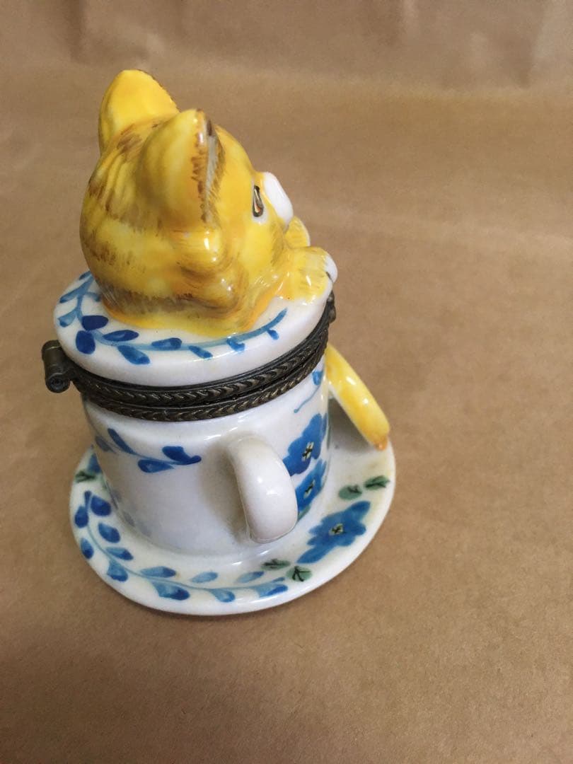 catのポットvintage 置物陶器 子猫ティーカップ小物入れアクセサリー入れ
