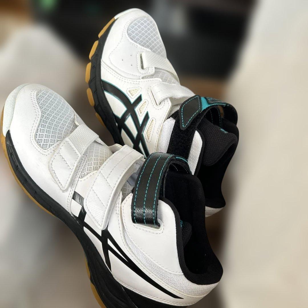 ASICS メッシュシューズ ホワイト/ターコイズ23.5センチ