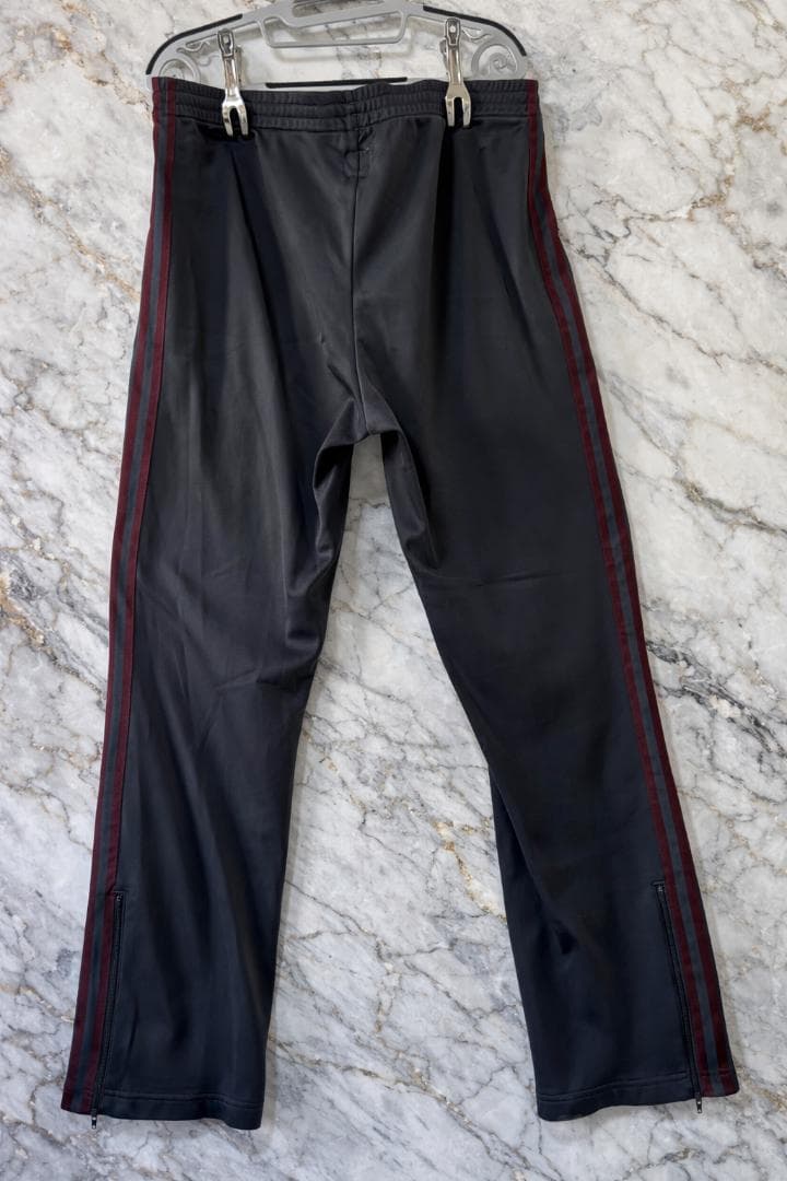 00s adidas トラックパンツ フレア L グレー×ボルドー Y2K