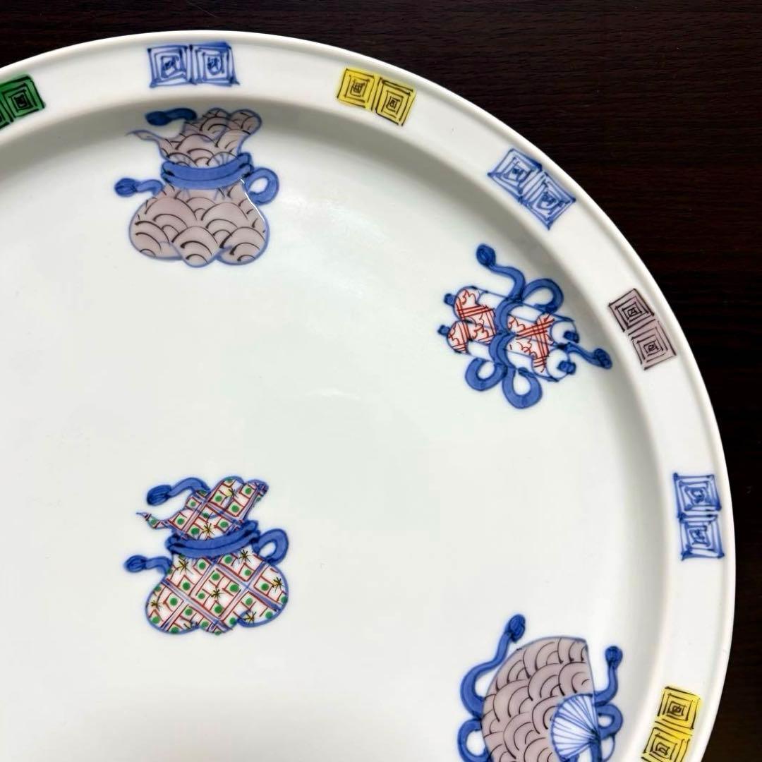 希少✨未使用保管品✨ 有田焼 渓山窯 染錦宝尽くし 11号 大皿 単品✨皿 飾皿