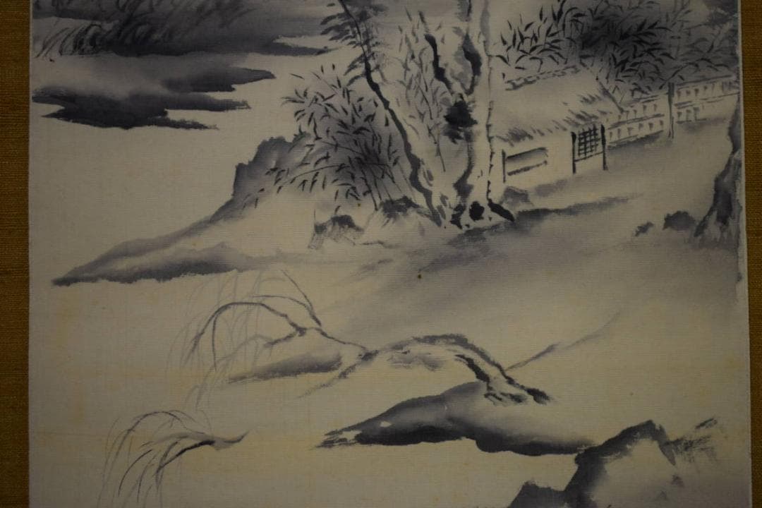 真作/野添平米/山水漁舟図/布袋屋掛軸HG-771