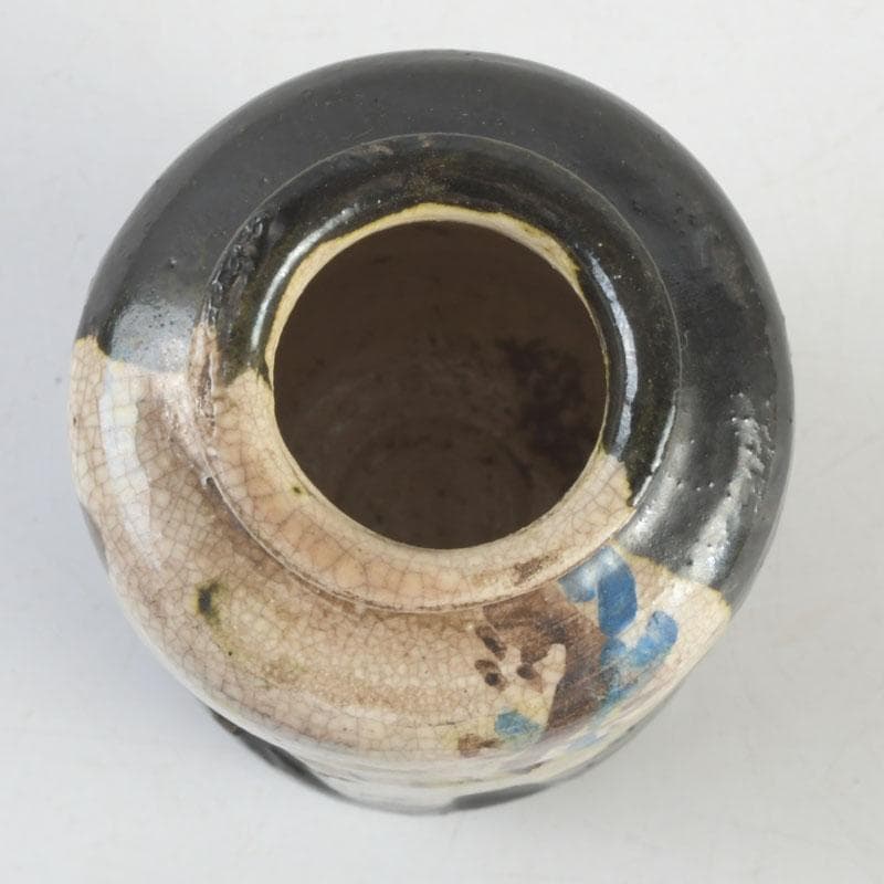 クレヨン7色 　草文　茶入　仕覆付　裏千家八代　又玄斎極め箱　D 9466