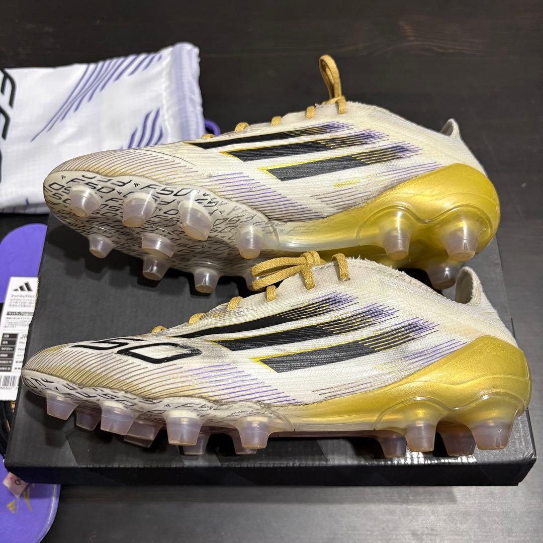 adidas F50 エリート HG/AG JPN 24.0 ホワイト/ゴールド