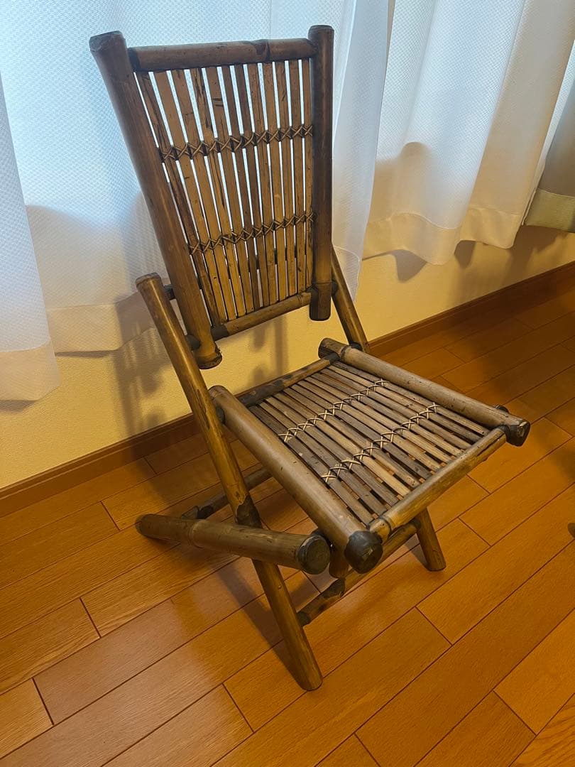 アジアン家具竹製折りたたみ椅子とテーブルセット