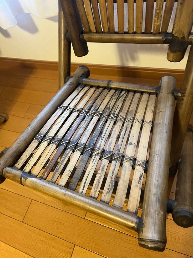 アジアン家具竹製折りたたみ椅子とテーブルセット