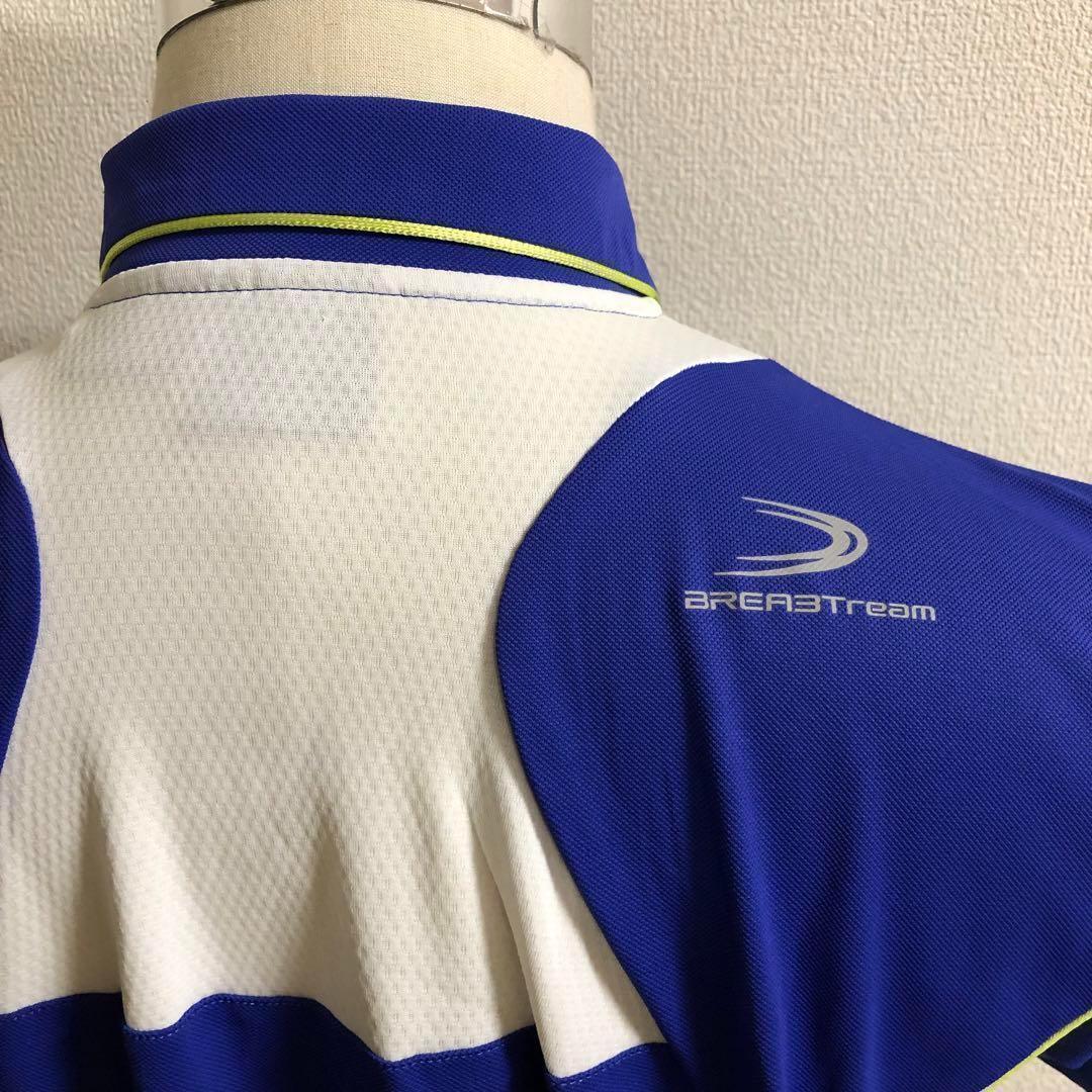 デサントゴルフ ハーフジップ ボロシャツ ブレストリーム ブルー Mサイズ