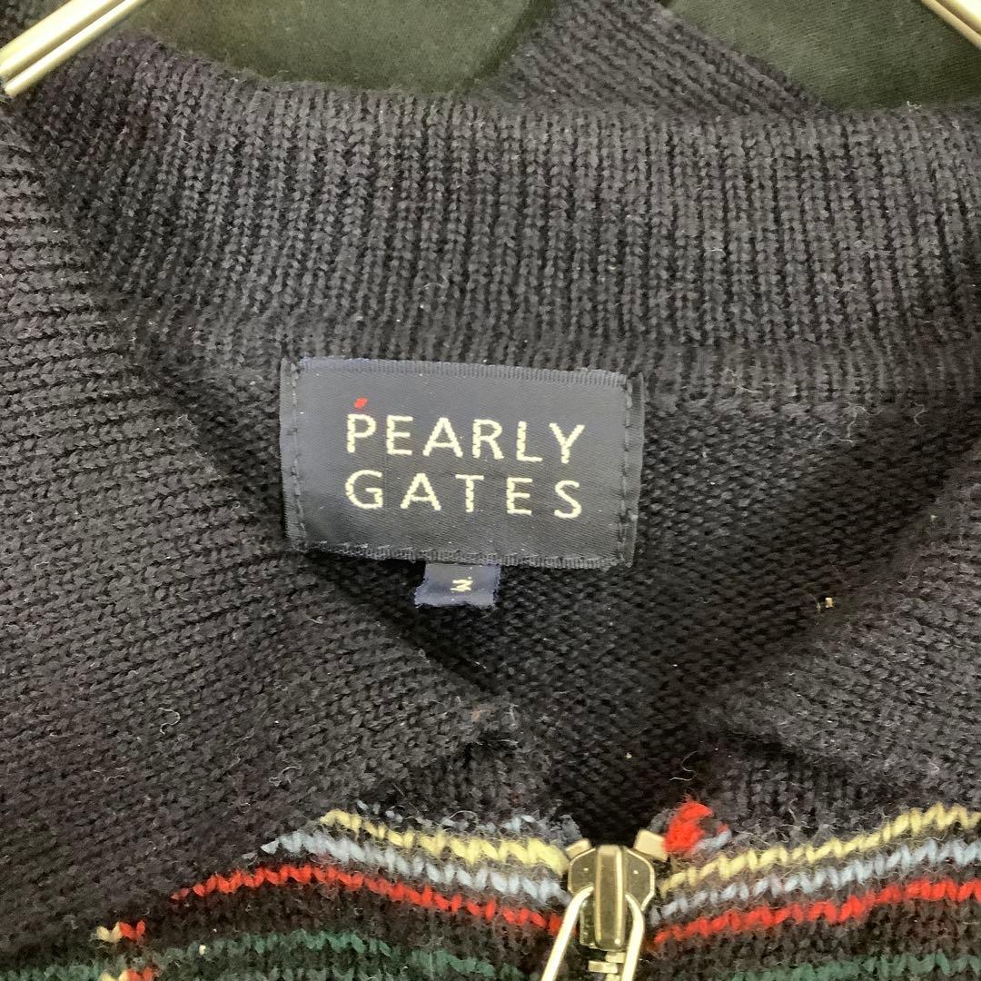 PEARLY GATES 長袖 ジップアップ ニット チェック柄 ジャケット柄