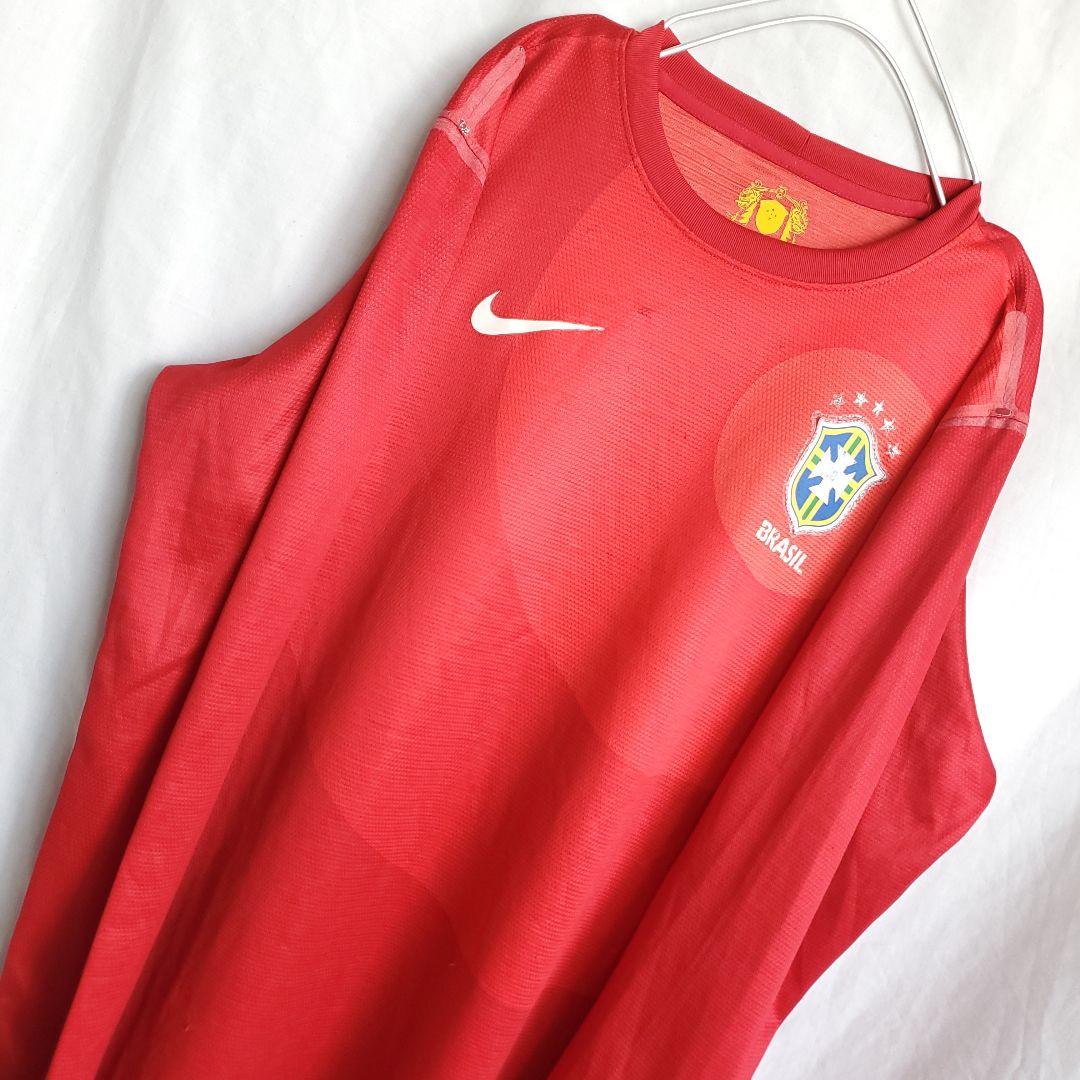 ブラジル代表 赤 レッド トレーニングウェア シャツ 長袖 tシャツ