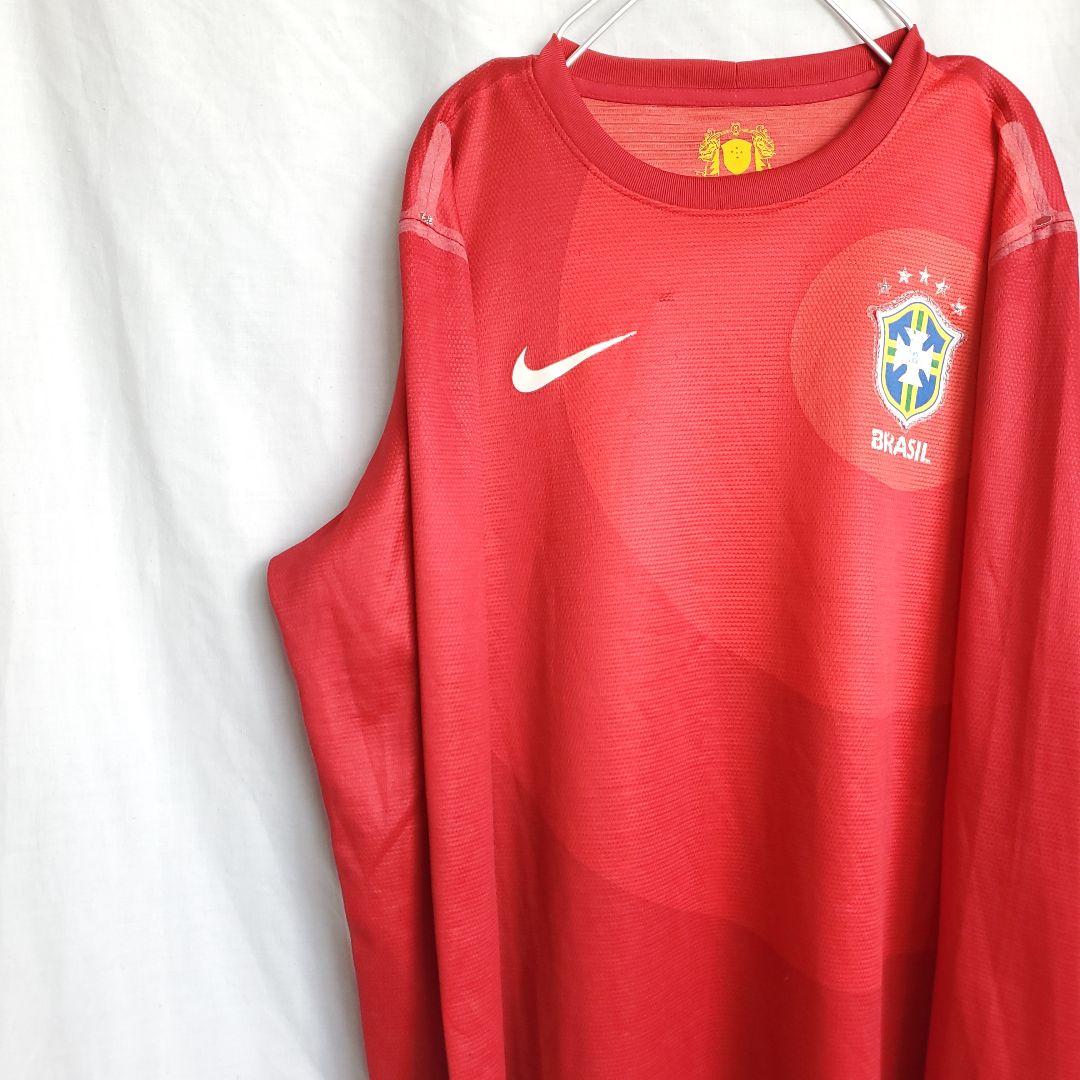 ブラジル代表 赤 レッド トレーニングウェア シャツ 長袖 tシャツ
