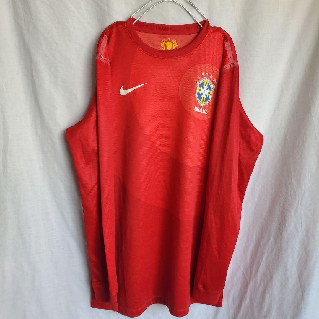 ブラジル代表 赤 レッド トレーニングウェア シャツ 長袖 tシャツ