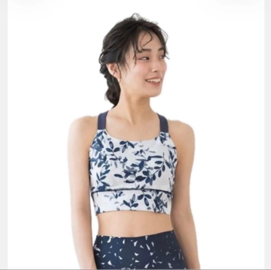 ほぼ未使用 SUKALA リーフ柄トップス S ダークネイビー スカーラ