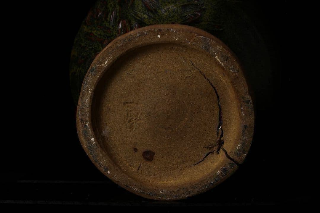 釉薬　飾壺　作家物　陶芸　陶器　花　一風　壺 花瓶 花器 壷 花入 古美術品