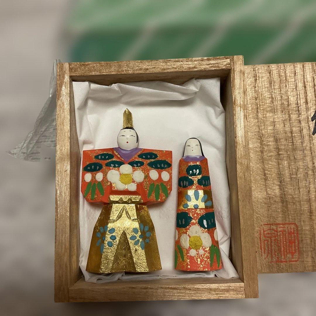 一刀彫　雛人形セット（専用箱付き）神泉作