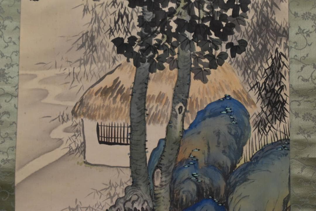 【真作】松南/青緑山水図/掛軸/名家伝来/AA-914