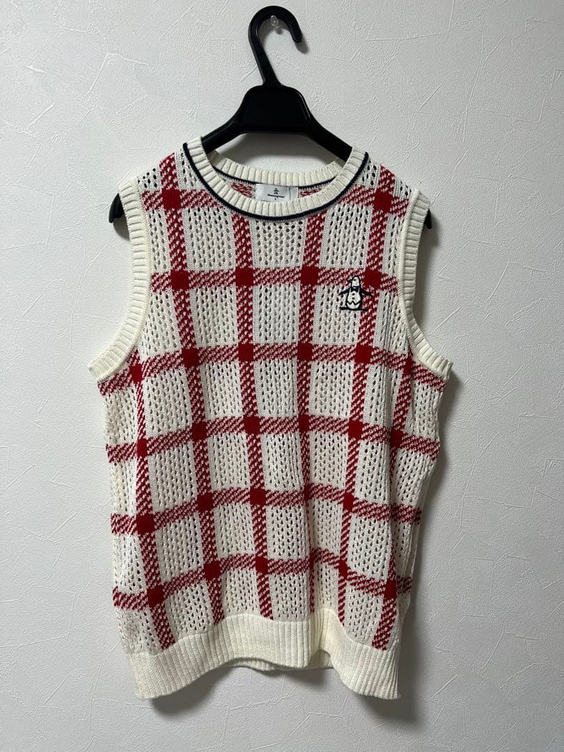 Munsingwear　チェックニットベスト　L