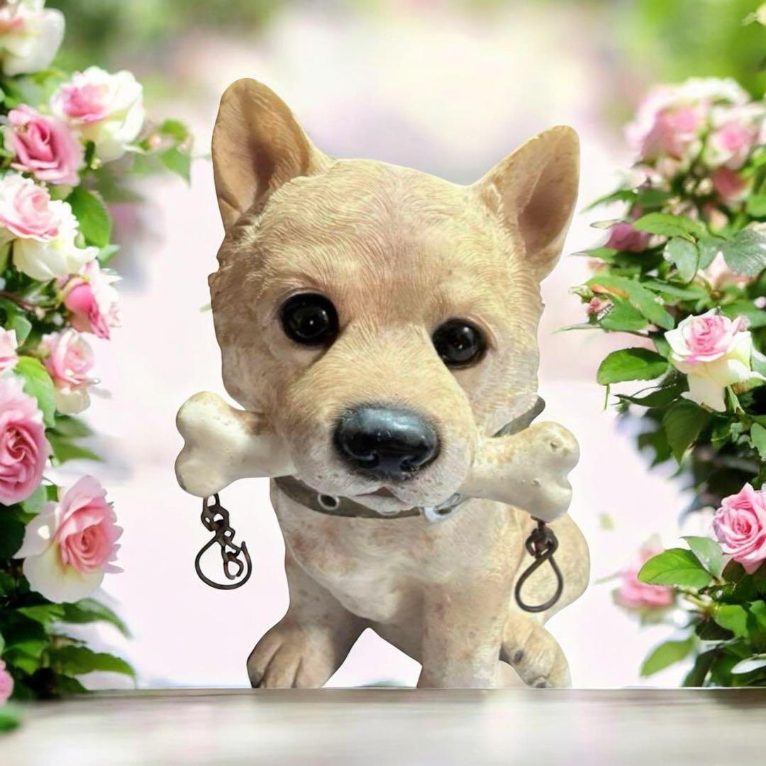 犬置物 柴犬 ガーデン オーナメント お座り犬 ビンテージ アンティーク