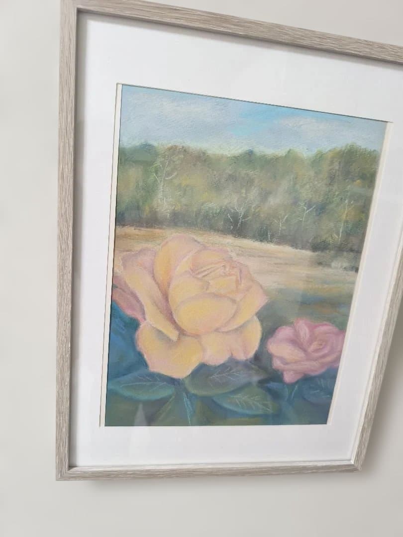 癒しのパステル画　薔薇
