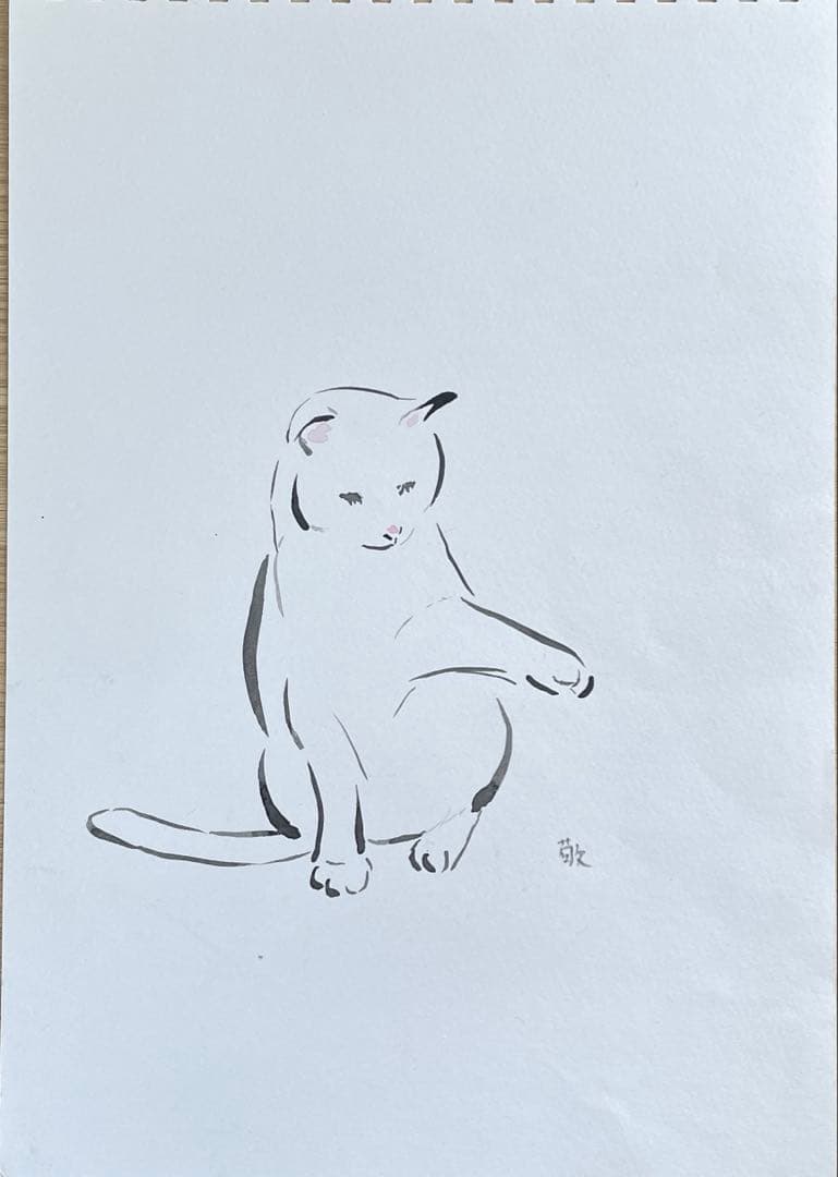 ひとやすみする白猫