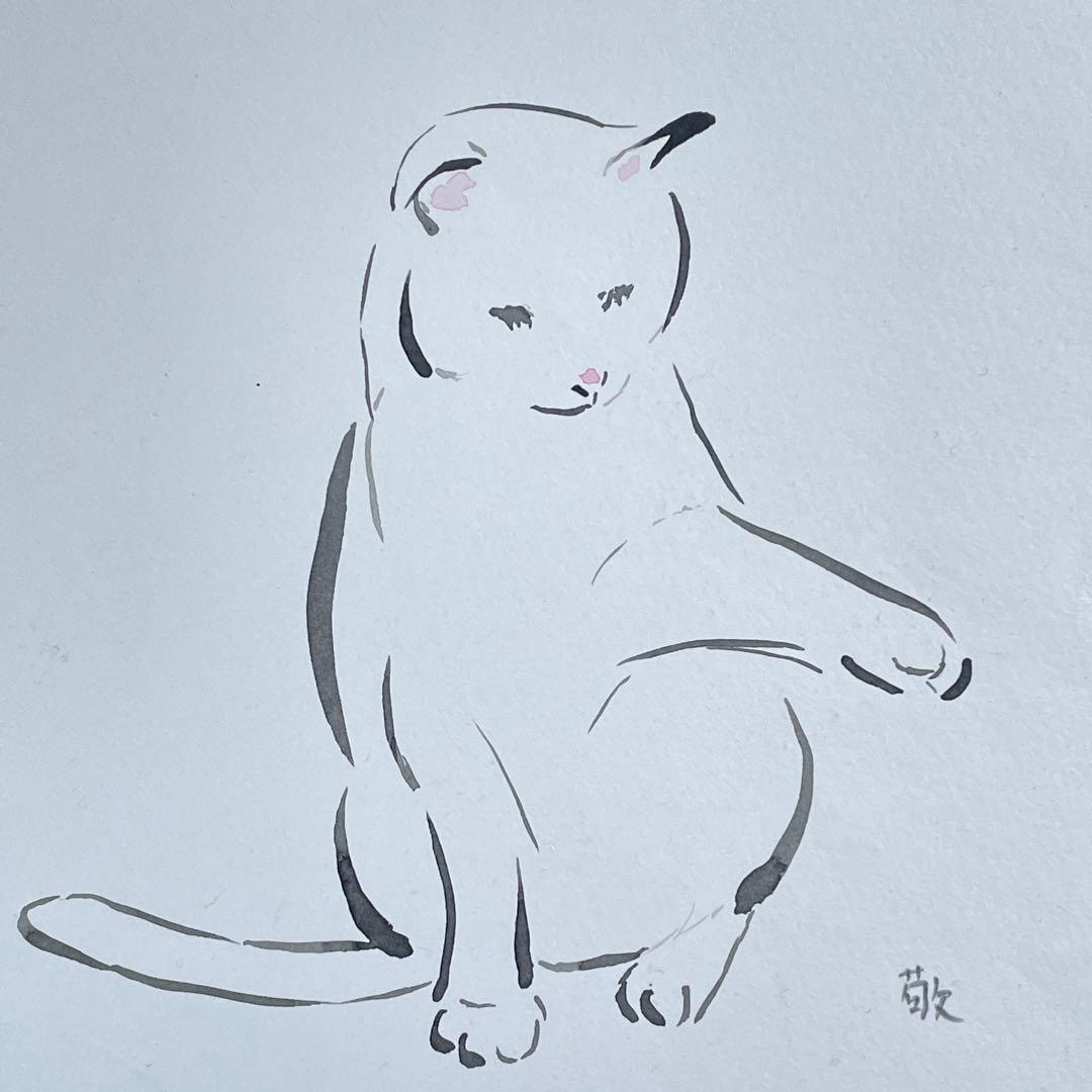 ひとやすみする白猫