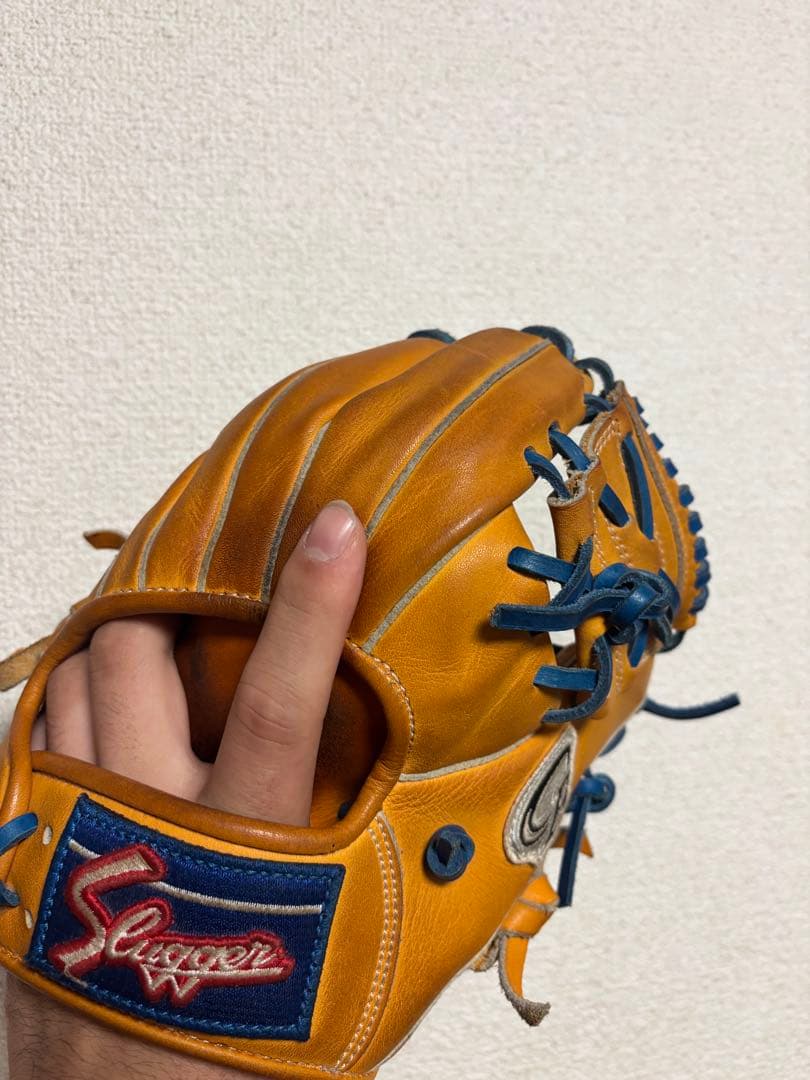 久保田スラッガー　ksg-prob 硬式軟式 グローブ　全紐交換　青