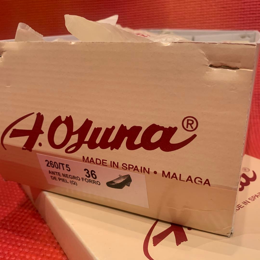 値下げA.Osuna黒36/23.5cmフラメンコシューズ5.5cヒールオースナ