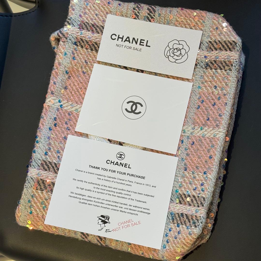 CHANEL VIP ノベルティ ツイード スパンコール トートバッグ　ピンク