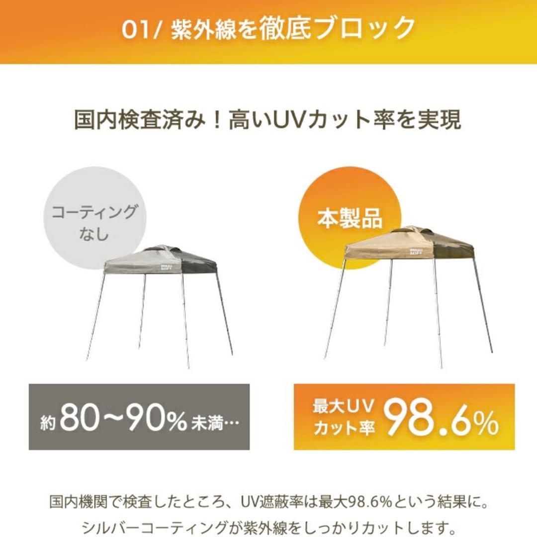 1.5m×1.5m タープテント ワンタッチ /サイドシート2枚付