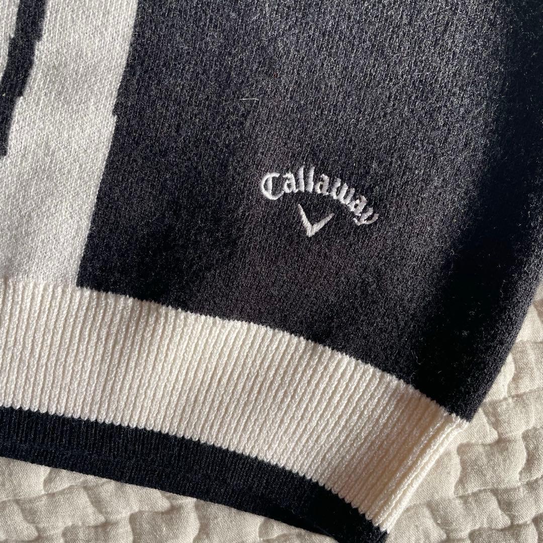 Callaway フラワージャガードセーター ブラック/ホワイト