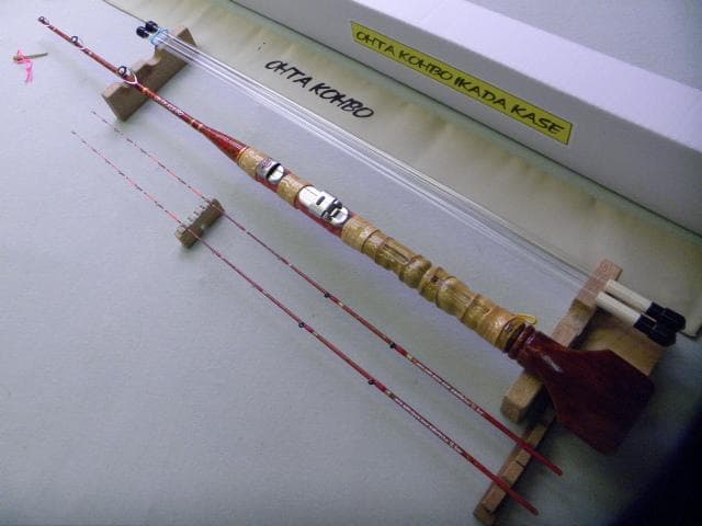 （No-035）★手作り（布袋竹）筏竿【全長131cm】【虫食い塗の変わり塗】★