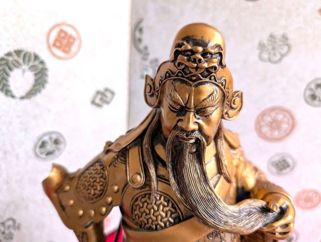 工芸　彫刻　関羽　関公　三国志　置物　立像