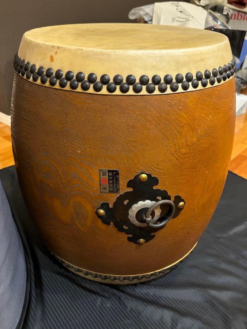 価格30万円程●堀田新五郎 和太鼓 長胴太鼓 打面36cm 1尺２寸 カバー付属