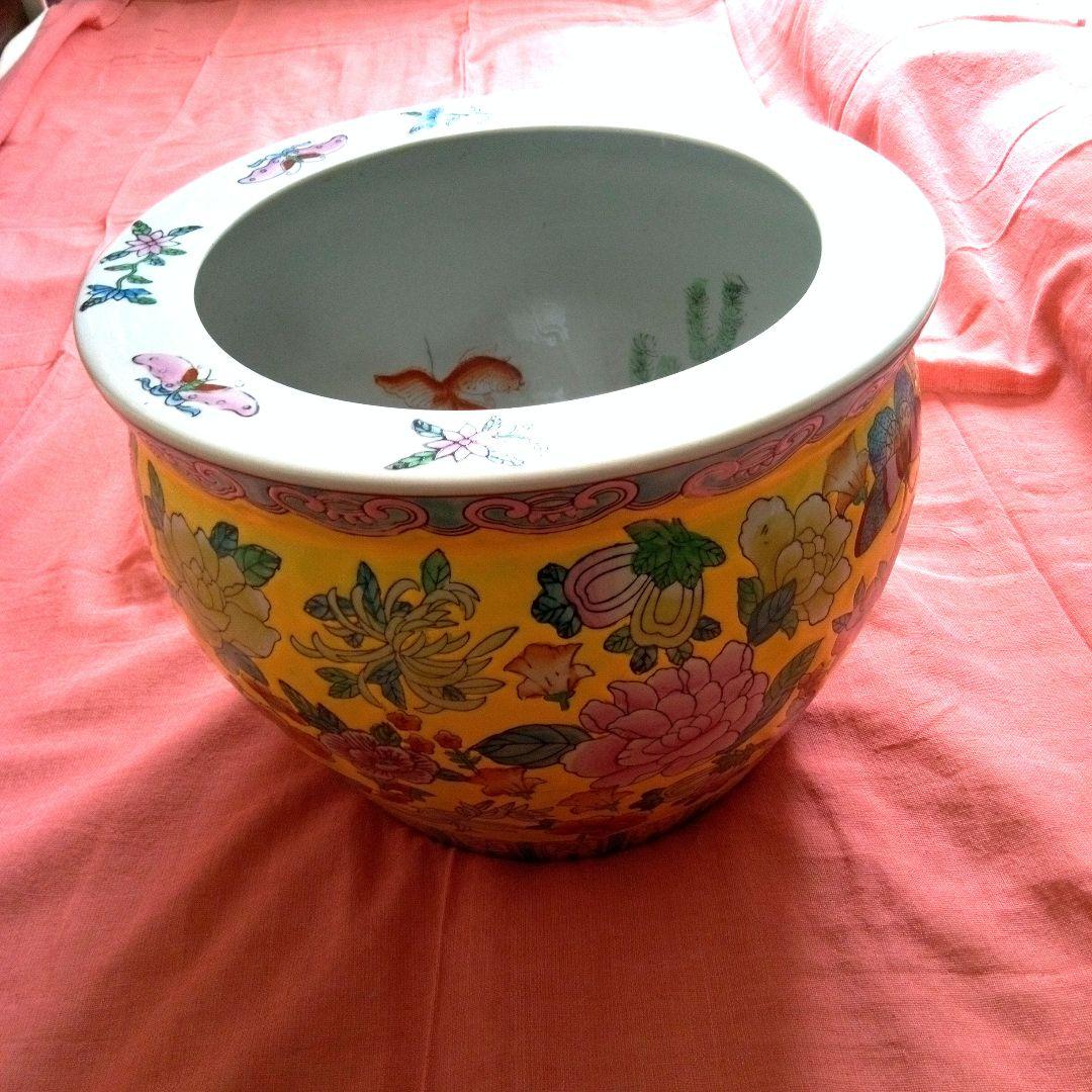 陶器　鉢　植木カバー　金魚鉢　火鉢　シノワズリ　工芸品