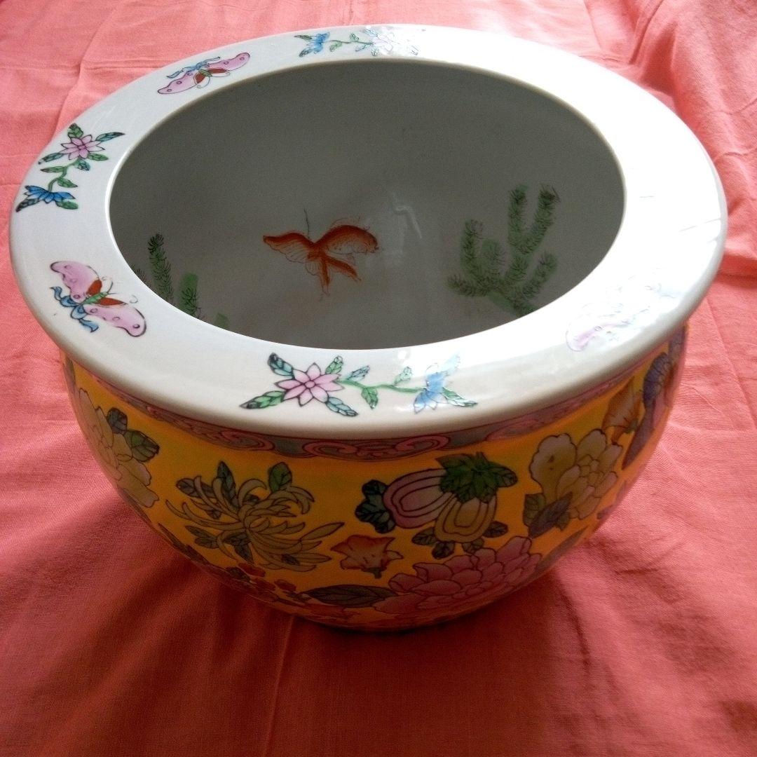 陶器　鉢　植木カバー　金魚鉢　火鉢　シノワズリ　工芸品