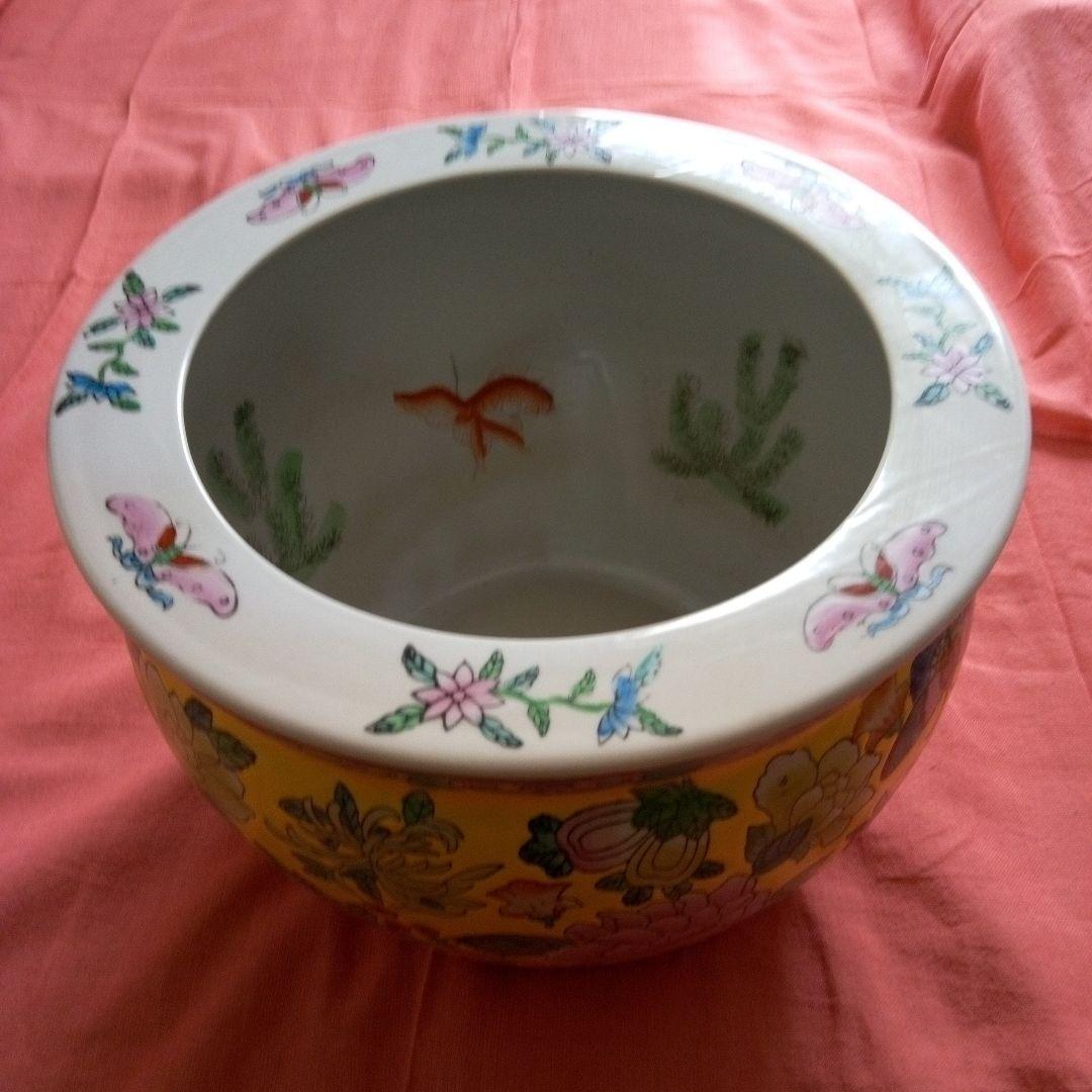 陶器　鉢　植木カバー　金魚鉢　火鉢　シノワズリ　工芸品