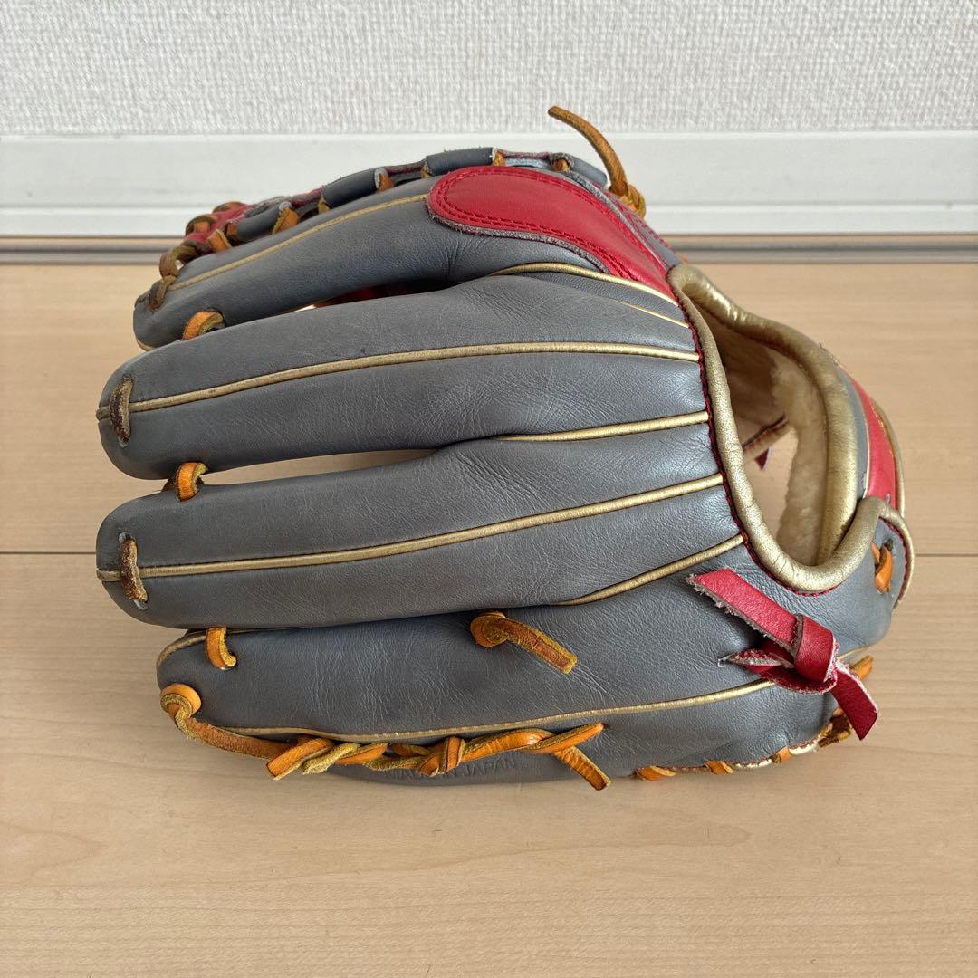 ZETT PROSTATUS グローブ グレー×レッド　内野手用