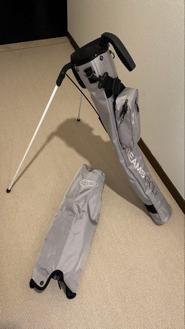 し*険様 BEAMS GOLF スタンドバッグ グレー カバー付き