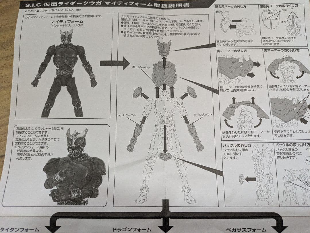 SIC仮面ライダークウガ1体で予備パーツとライジングフォーム セット武器画像あり
