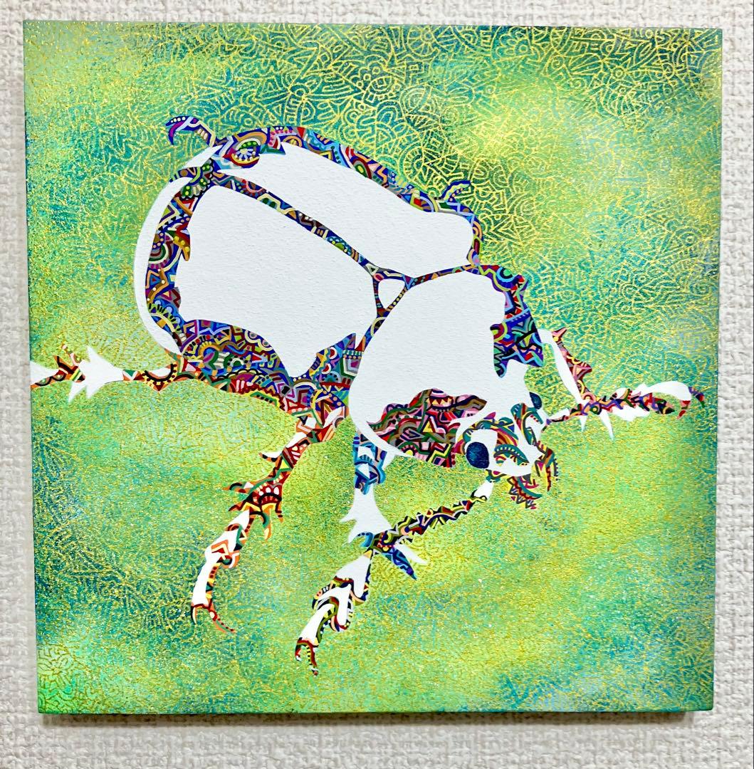 原画　虫　昆虫　動物画　絵画　アクリル画　現代アート　細密画　一点物