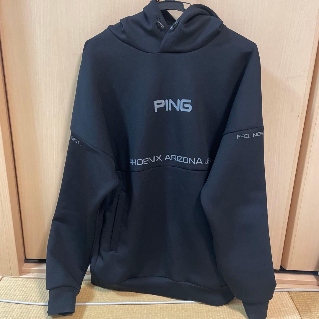 PING フード付き ブラック パーカー