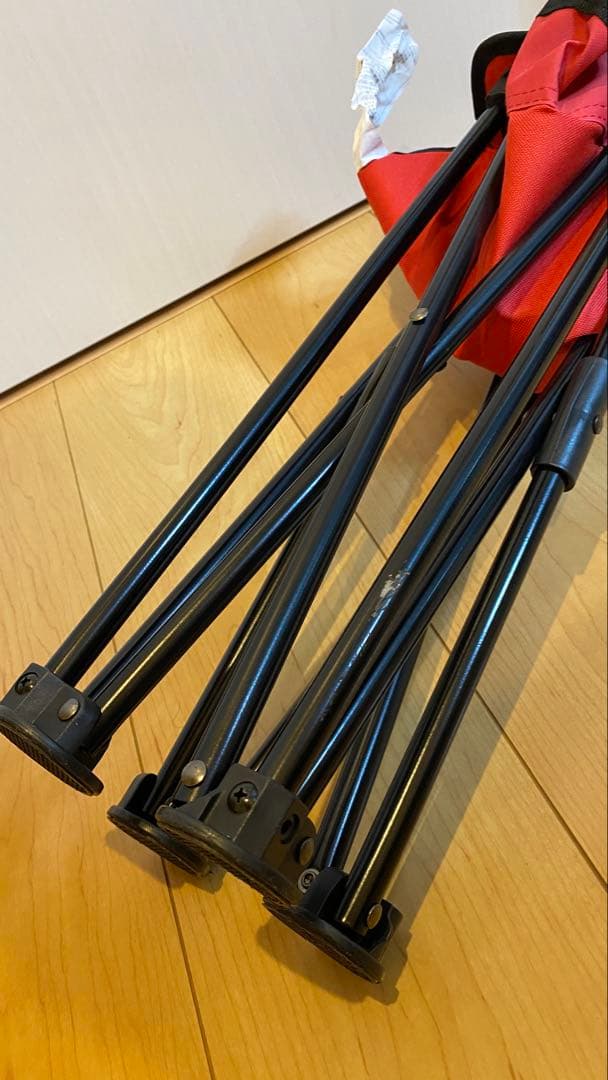 【美品】Colemanコンパクトクッションチェア レッド×ブラック4脚セット