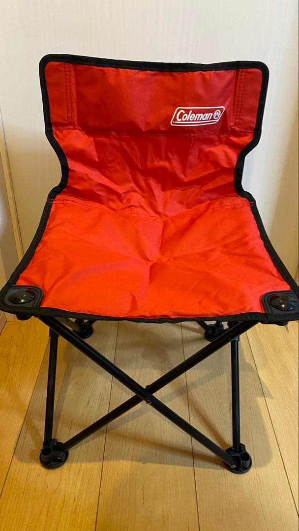 【美品】Colemanコンパクトクッションチェア レッド×ブラック4脚セット