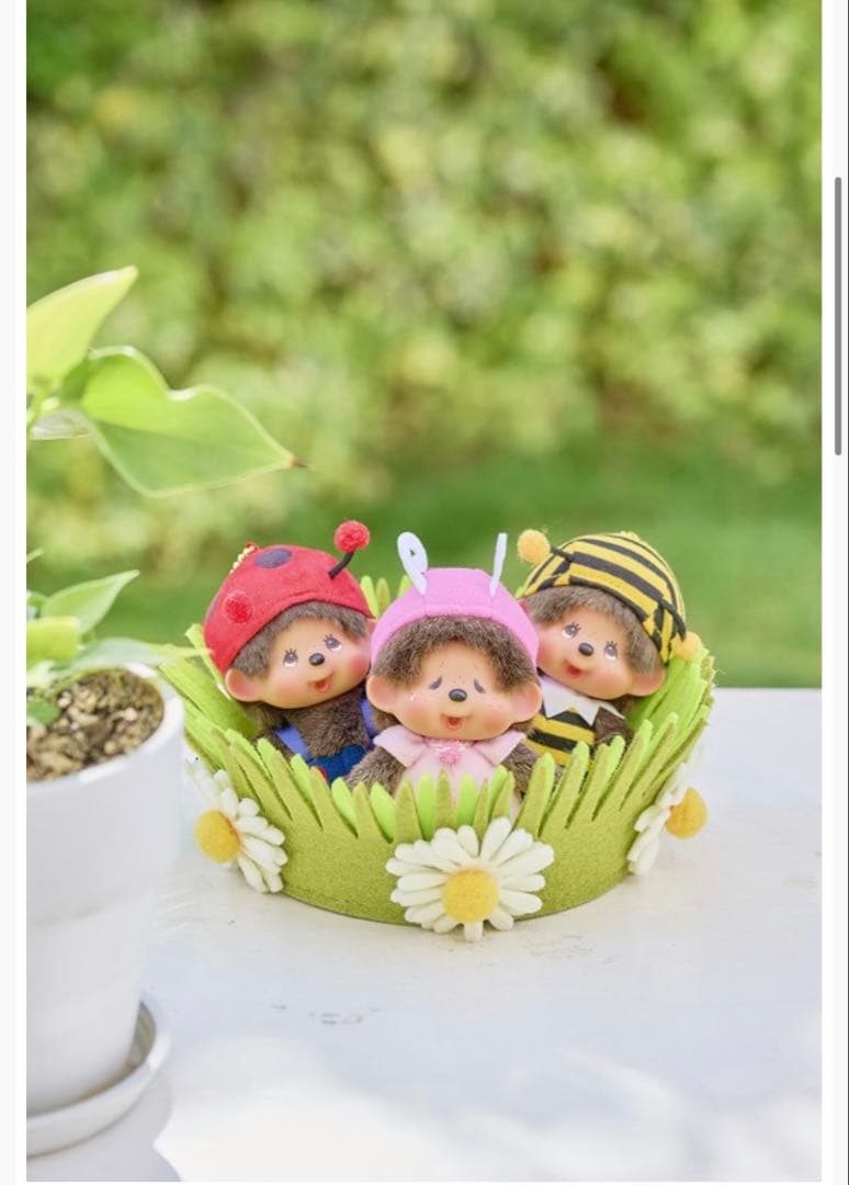 モンチッチSS顔でかSSキーチェーン　てんとう虫　ミツバチ　OS限定ちょうちょ