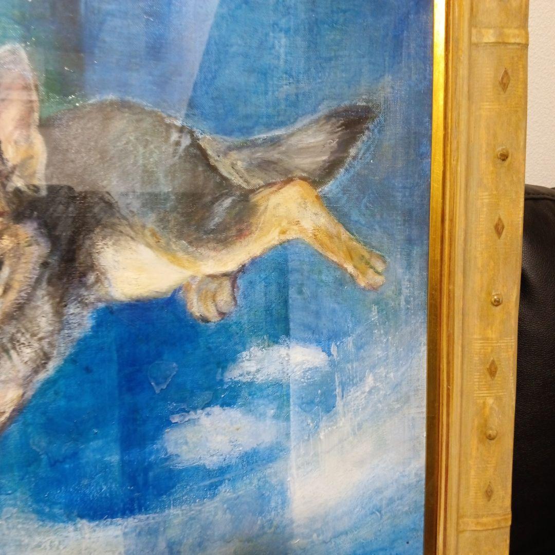 シェパード犬の油彩画