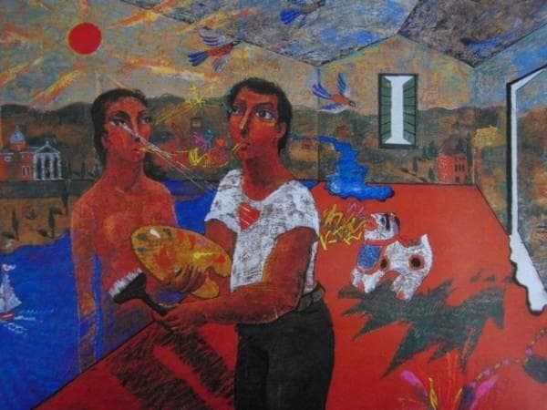 絹谷 幸二、壁画を描く画家、希少画集画、新品額装付