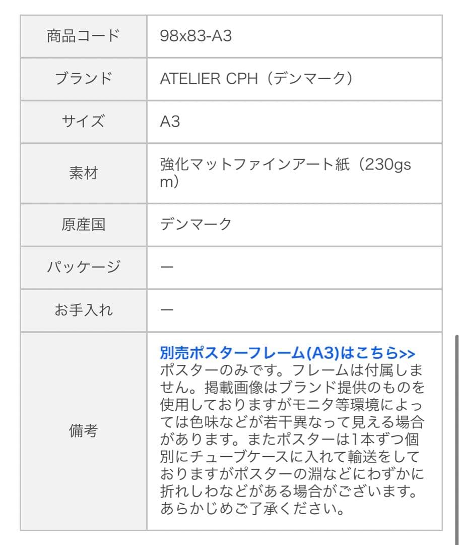 ATELIER CPH アートポスター　フレーム付　A3