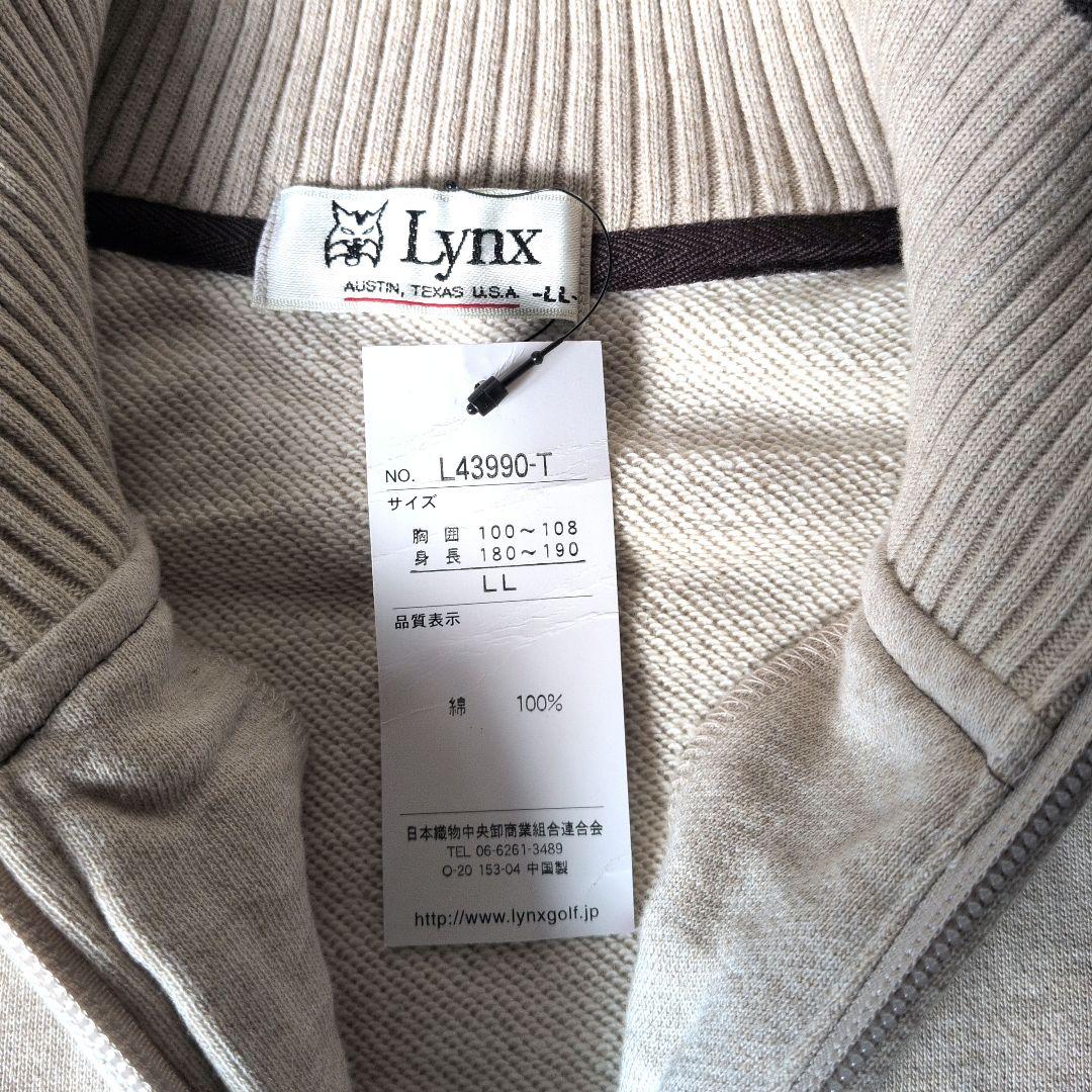 【未使用】Lynx タグ付 LL ハーフジップ トレーナー プルオーバー ロゴ