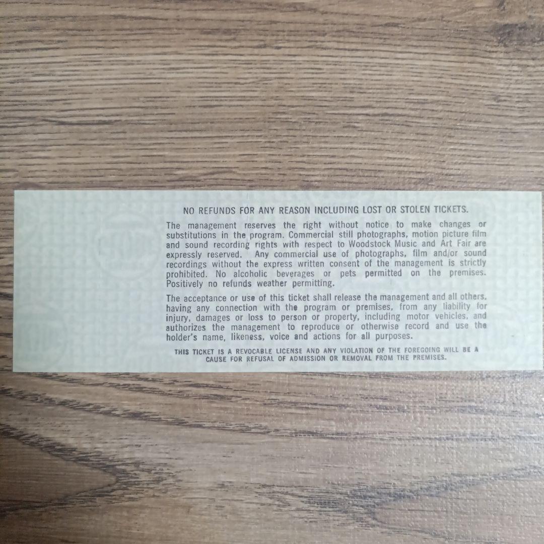 WOODSTOCK 1969年 未使用チケット 3日間通し券