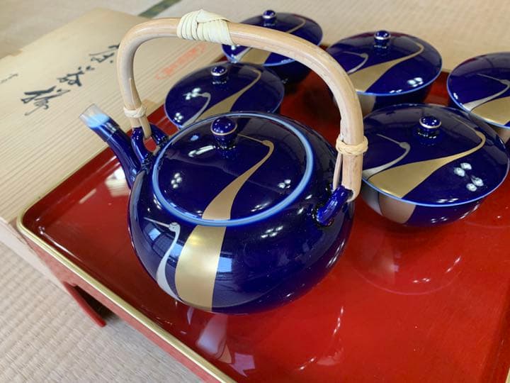 宮内庁御用達　深川製磁　有田焼　茶器　陶磁器　瑠璃セット