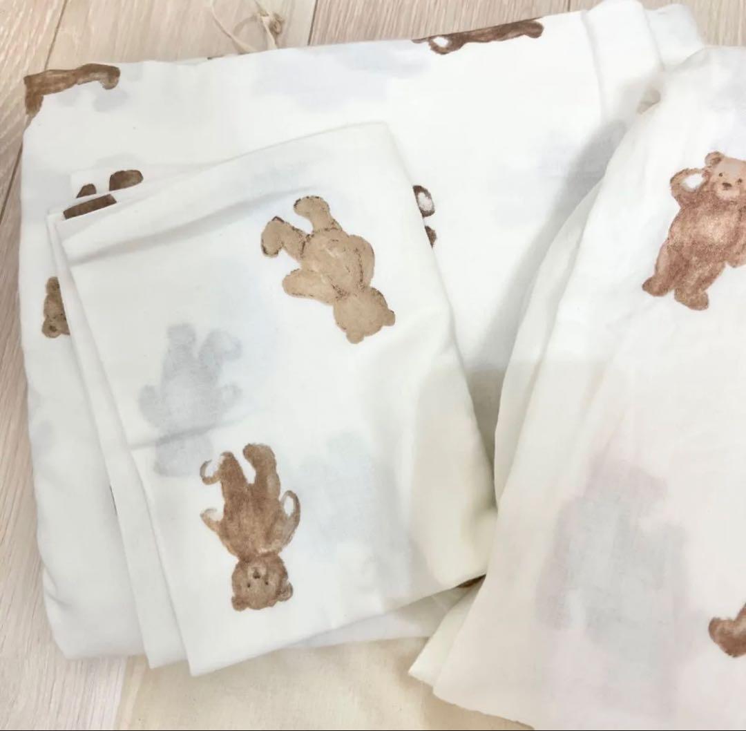 ③ 新品 ジェラートピケ　ベア柄3点SET シングル　寝具 白 ジェラピケ