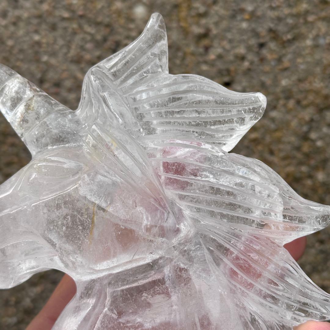 天然石水晶のユニコーン　置物　ご購入前に在庫確認必要G.179
